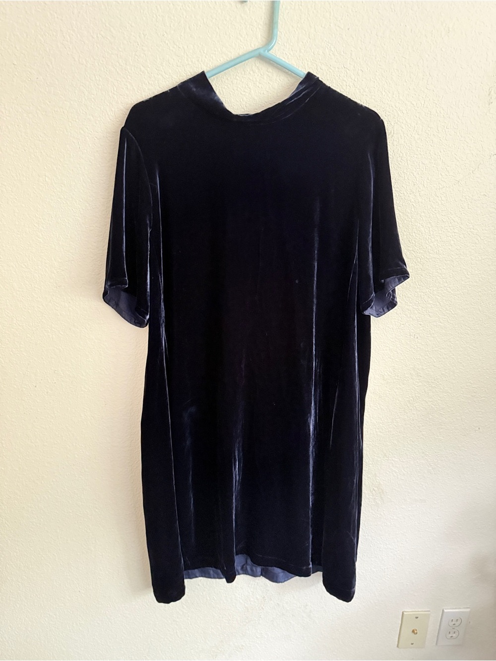 Eileen Fisher Velvet Short-Sleeve Midi Dress midnight blue Large